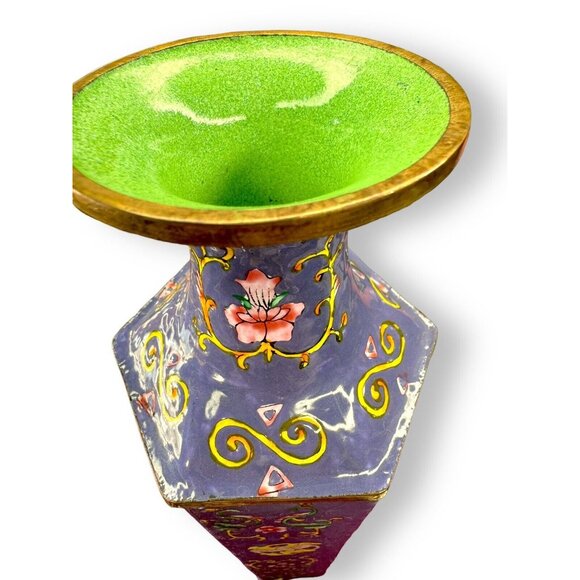 Chinese Handmade Enamel Coated Vase 10” Purple - Picture 7 of 13